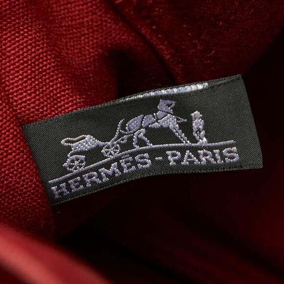 Hermes Foul Tote MM Bag Handbag Red Canvas Women's HERMES - Picture 9 of 9